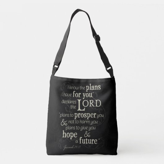Jeremiah 29:11 Bijbelverse Crossbody Tas (Achterkant)