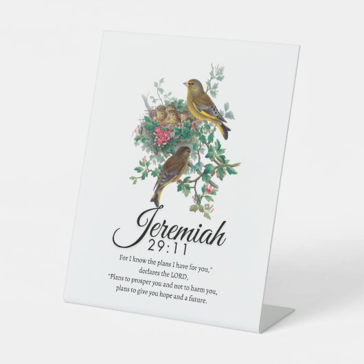 Jeremiah 29:11 Bijbelverse Wall Art Reclamebord Met Voetstuk (Voorkant)