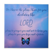 Jeremiah 29:11 Blue Butterfly Ceramic Tile Tegeltje (Voorkant)
