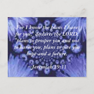 Jeremiah 29:11 Blue Daisy Post Card Briefkaart