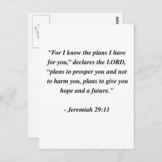 JEREMIAH 29:11 BRIEFKAART (Voorkant / Achterkant)