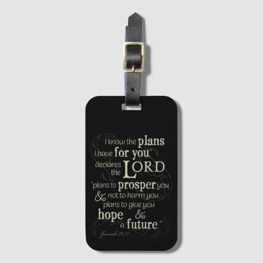 Jeremiah 29:11 Enmoeging Bible Verse Bagagelabel (Voorkant (verticaal))
