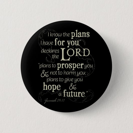 Jeremiah 29:11 Enmoeging Bible Verse Ronde Button 5,7 Cm (Voorkant)