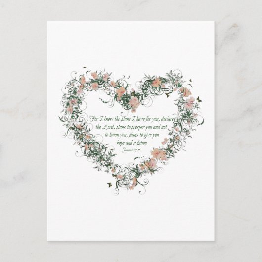 Jeremiah 29:11 Flower Heart Briefkaart (Voorkant)