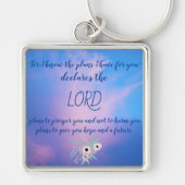 Jeremiah 29:11 Flowers Square Sleutelhanger (Voorkant)