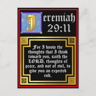 Jeremiah 29:11 Gold Illuminated Letter bijbelprijs Feestdagenkaart