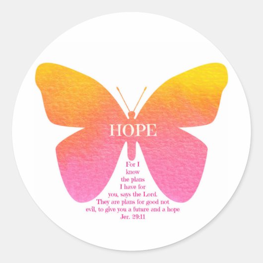 Jeremiah 29:11 Hoop Vlinder Ronde Sticker (Voorkant)