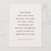 Jeremiah 29:11 Ik ken de plannen die ik voor je he Briefkaart (Voorkant)