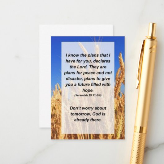 Jeremiah 29:11 Ik ken de plannen die ik voor julli Informatiekaartje (Voorkant / Achterkant in situ)