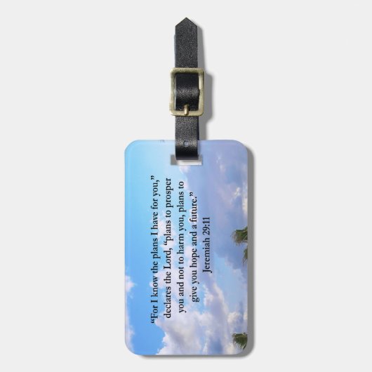 JEREMIAH 29:11 INSPIREREND VERSE BAGAGELABEL (Voorkant verticaal)