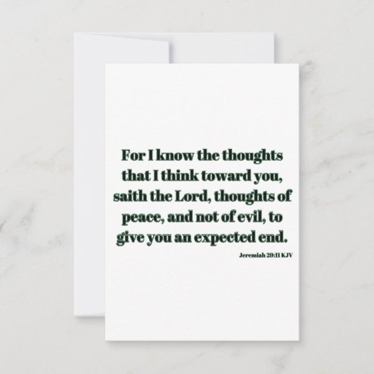 Jeremiah 29:11 KJV Bijbel Verse Flat Wenskaart Kaart (Voorkant)