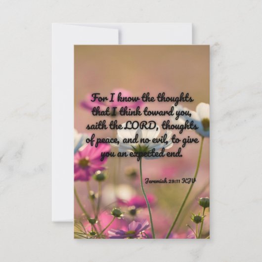 Jeremiah 29:11 KJV Bijbel Verse Pic Flat Greeting Kaart (Voorkant)
