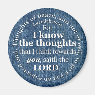 Jeremiah 29:11 KJV Denim Bible Verse Quote Magneet