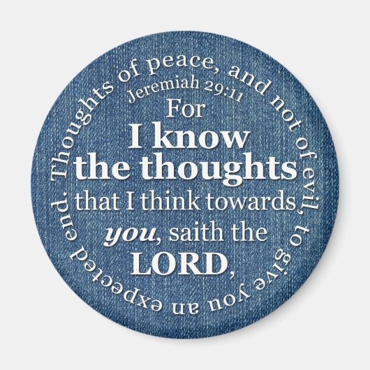 Jeremiah 29:11 KJV Denim Bible Verse Quote Magneet (Voorkant)