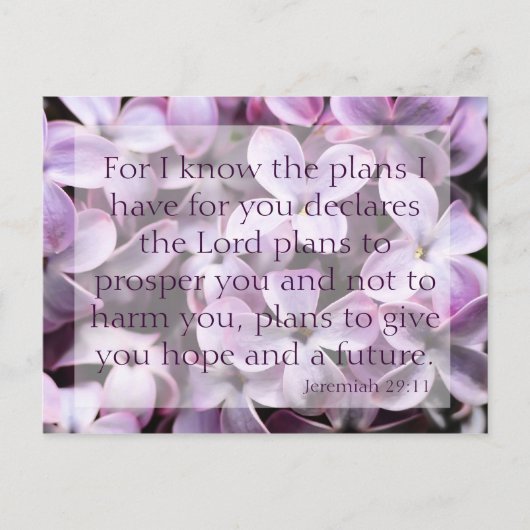 Jeremiah 29:11 Lilacs Briefkaart (Voorkant)