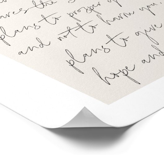 Jeremiah 29:11 Minimale Boho Beige Arch Script Poster (Hoek)