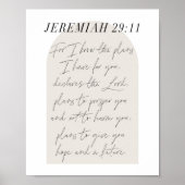 Jeremiah 29:11 Minimale Boho Beige Arch Script Poster (Voorkant)