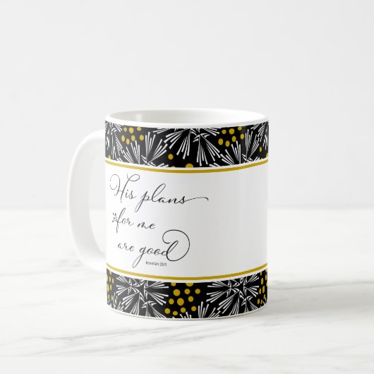 Jeremiah 29:11 Mok van het Zwarte & Gold Pattern (Voorkant links)