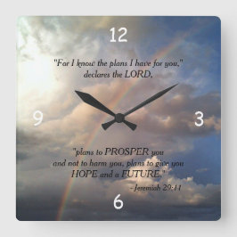 Jeremiah 29:11 Rainbow Wall Clock Vierkante Klok