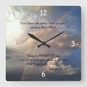 Jeremiah 29:11 Rainbow Wall Clock Vierkante Klok