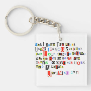 Jeremiah 29:11 Ransom Note Acrylische Sleutelhange Sleutelhanger