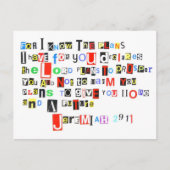 Jeremiah 29:11 Ransom Note Briefkaart (Voorkant)