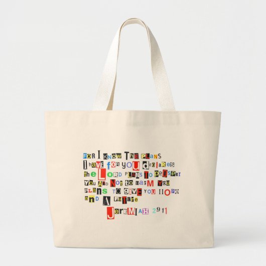 Jeremiah 29:11 Ransom Note Grote Tote Bag (Voorkant)