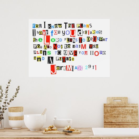 Jeremiah 29:11 Ransom Note Poster (Keuken)