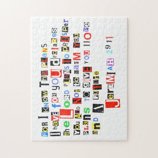 Jeremiah 29:11 Ransom Note Style Legpuzzel (Verticaal)
