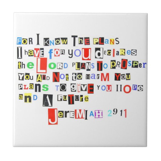 Jeremiah 29:11 Ransom Note Style Tegeltje (Voorkant)