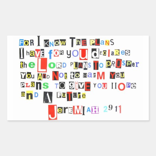 Jeremiah 29:11 rechthoekige sticker (Voorkant)