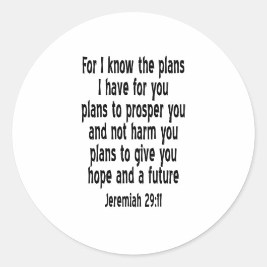 Jeremiah 29:11 ronde sticker (Voorkant)