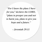 JEREMIAH 29:11 RONDE STICKER (Voorkant)