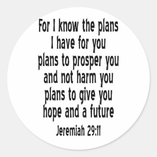 Jeremiah 29:11 ronde sticker (Voorkant)