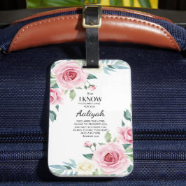 Jeremiah 29:11 Roze Rose Personaliseren Bagagelabel