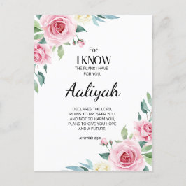 Jeremiah 29:11 Roze Rose Personaliseren Briefkaart
