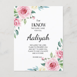 Jeremiah 29:11 Roze Rose Personaliseren Briefkaart
