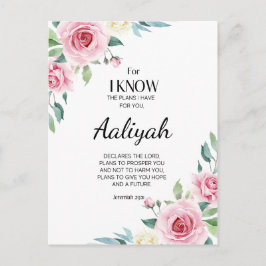 Jeremiah 29:11 Roze Rose Personaliseren Briefkaart