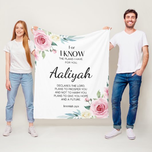 Jeremiah 29:11 Roze Rose Personaliseren Fleece Deken (In situ)