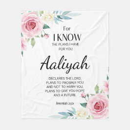 Jeremiah 29:11 Roze Rose Personaliseren Fleece Deken