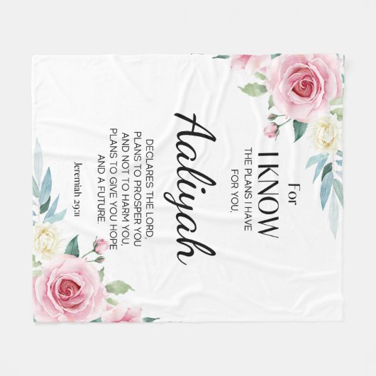 Jeremiah 29:11 Roze Rose Personaliseren Fleece Deken (Voorkant (Horizontaal))