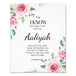 Jeremiah 29:11 Roze Rose Personaliseren Foto Afdruk