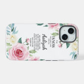 Jeremiah 29:11 Roze Rose Personaliseren iPhone 15 Case (Achterkant horizontaal)