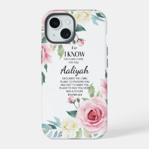 Jeremiah 29:11 Roze Rose Personaliseren iPhone 15 Case
