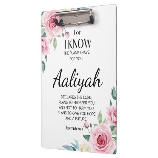 Jeremiah 29:11 Roze Rose Personaliseren Klembord (Links)