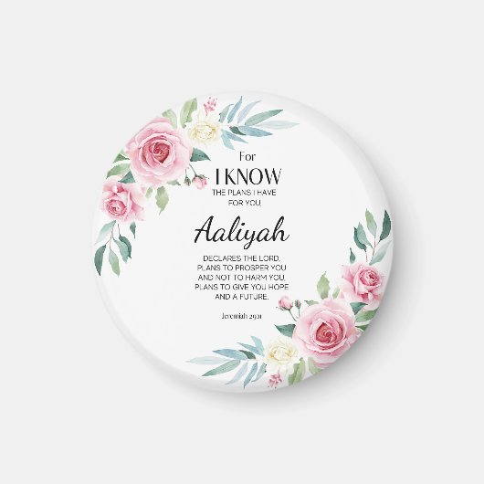 Jeremiah 29:11 Roze Rose Personaliseren Magneet (Voorkant)