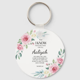 Jeremiah 29:11 Roze Rose Personaliseren Sleutelhanger