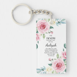 Jeremiah 29:11 Roze Rose Personaliseren Sleutelhanger
