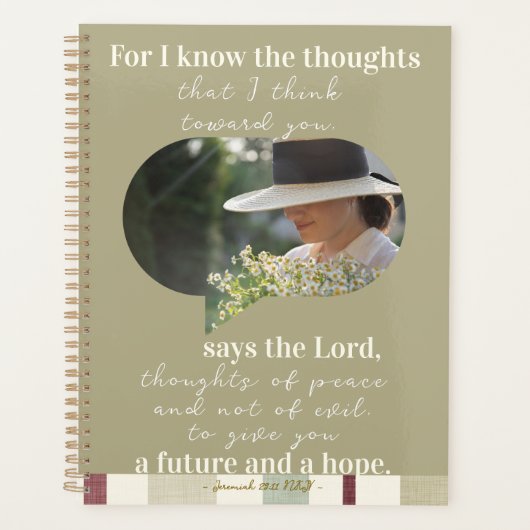 Jeremiah 29:11 Sage Green Plaid Personal Planner  (Voorkant)