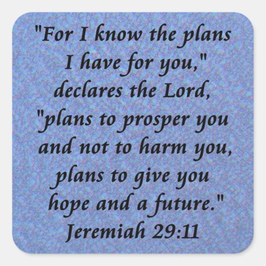 jeremiah 29-11 vierkante sticker (Voorkant)